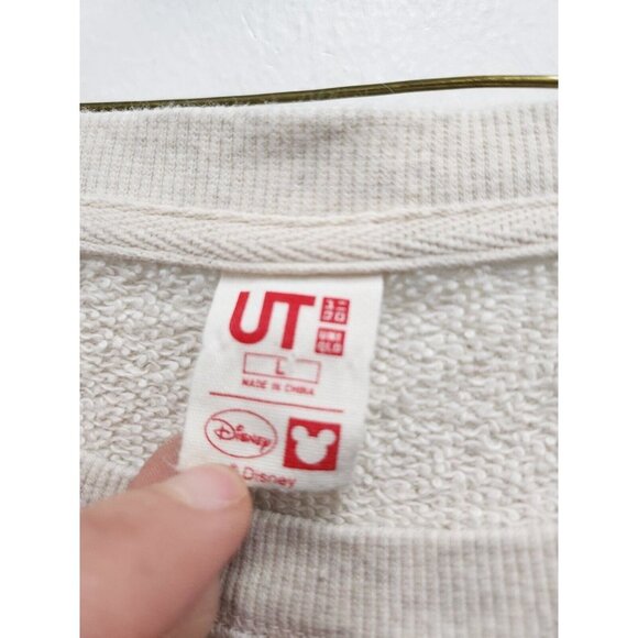 Uniqlo Womens Mickey Mouse Sweatshirt Large Gray Cotton Long Sleeve Pullover - Picture 4 of 9
